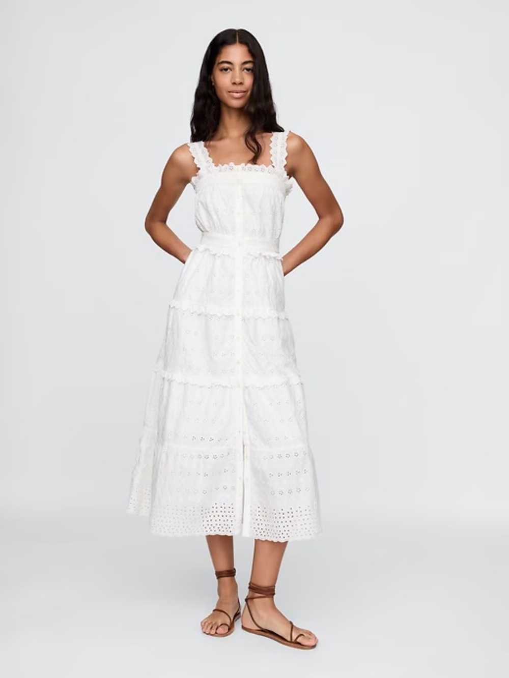 Gap × DÔEN • White Eyelet Midi Dress